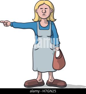 Cartoon femme avec un regard soupçonneux indique Illustration de Vecteur