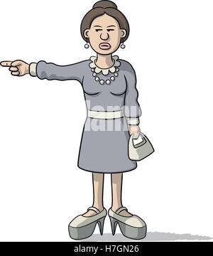 Cartoon femme avec un regard soupçonneux indique Illustration de Vecteur