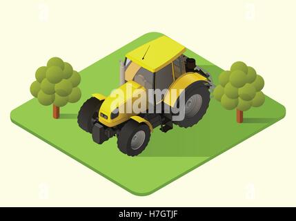 Tracteur machine agricole Illustration de Vecteur