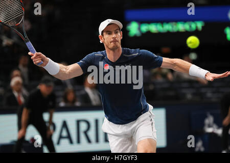 Paris, France. 4ème Nov, 2016. BNP PARIBAS MASTERS (1/4 final) FEDERATION FRANCAISE DE TENNIS - Andy Murray (GBR) en action contre Tomas Berdych (CZE) - Crédit : Yan Lerval/Alamy live news Banque D'Images