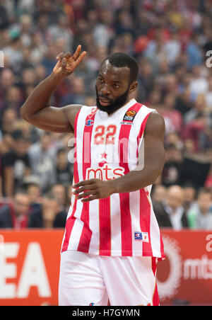 Belgrade, Serbie. Le 04 novembre, 2016 : Charles Jenkins Stade Crvena Zvezda 2016/2017 durant la saison régulière de l'EuroLeague Turkish Airlines 5 Ronde match entre le stade Crvena Zvezda Belgrade et MTS Baskonia Vitoria Gasteiz Kombank Arena sur Novembre 04, 2016 à Belgrade, Serbie. Credit : Nikola Krstic/Alamy Live News Banque D'Images