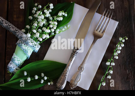 Vintage couverts et de bouquet Banque D'Images