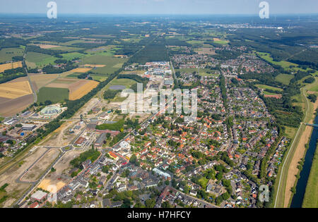 Vue aérienne, Dorsten-Hervest housing estate Fürst Leopold, règlement des travailleurs historique, maisons, la mine de Dorsten, Ruhr, Banque D'Images