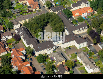 Vue aérienne, Dorsten-Hervest housing estate Fürst Leopold, règlement des travailleurs historique, maisons, la mine de Dorsten, Ruhr, Banque D'Images