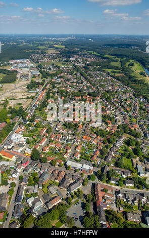 Vue aérienne, Dorsten-Hervest housing estate Fürst Leopold, règlement des travailleurs historique, maisons, la mine de Dorsten, Ruhr, Banque D'Images