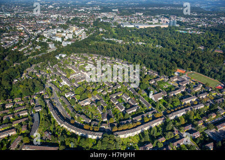 Vue aérienne du Sud, Essen, Market Place, Margarethenhöhe 'shistorique pour le MRN Krupp Steel works, le logement d'entreprise, Essen Banque D'Images