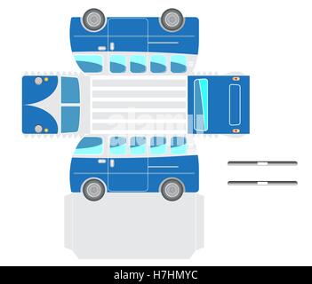 Les grandes lignes de bus Van Vintage,Imprimer sur papier , découper et la colle dans un modèle 3D Illustration de Vecteur