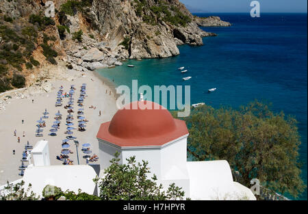 Chapelle sur Sart-lez-Beach sur l'île grecque de Karpathos, Grèce, Europe Banque D'Images