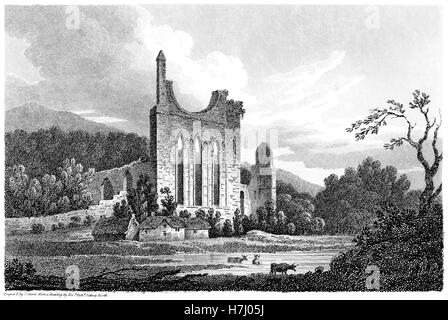 Une gravure de Byland Abbey, Yorkshire numérisées à haute résolution à partir d'un livre imprimé en 1812. Croyait libres de droit. Banque D'Images