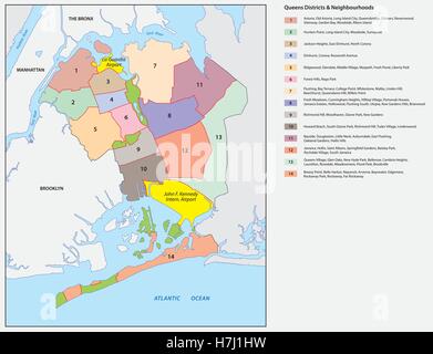 New york city queens district map Illustration de Vecteur