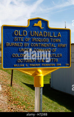 Ancien site d'Iroquois UNADILLA ville brûlée par l'armée continentale sous le commandement du colonel William Butler 10 octobre & 11, Banque D'Images