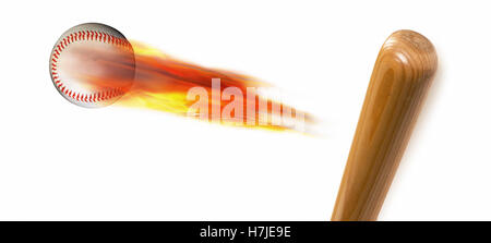 En feu et Baseball bat avec prix pour votre type. Banque D'Images