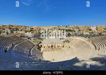 Théâtre romain sur le Royaume hachémite Plaza dans la vieille ville, Amman, Jordanie Banque D'Images