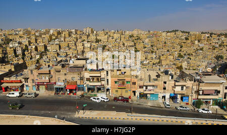 Architecture des maisons et bâtiments dans la vieille ville, Amman, Jordanie Banque D'Images