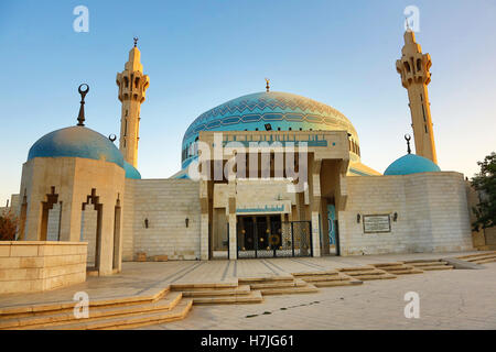 Mosaïque bleue coupole du King Abdullah I Mosque, Amman, Jordanie Banque D'Images