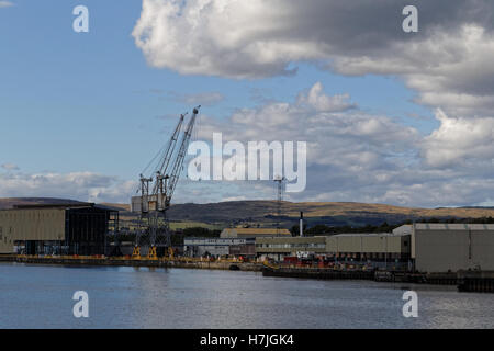 Quais de construction navale Clyde clydeside yarrow shipbuilders et Glasgow Banque D'Images