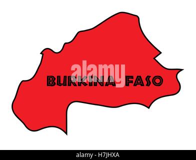 Burkina Faso carte silhouette contour en rouge sur un fond blanc Illustration de Vecteur