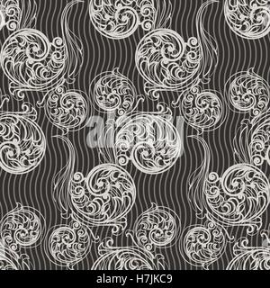 Motif florale. Courbes et volutes sur fond sombre. vector illustration Illustration de Vecteur