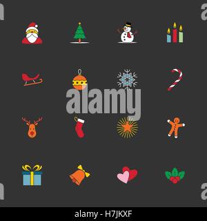 Noël et nouvel an Icon Set vector illustration - colorful Illustration de Vecteur