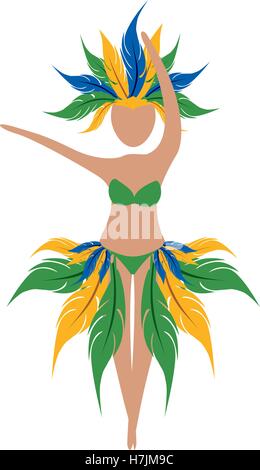 Danseuse de samba brésilienne. fille sur fond blanc. vector illustration Illustration de Vecteur