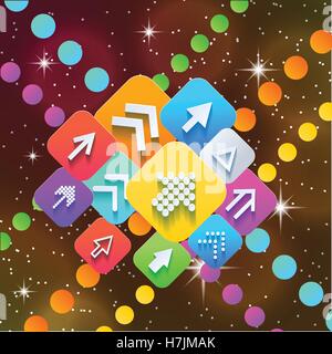 La figure abstraite faite de rectangles arrondis et des flèches. Logo de la technologie conceptuelle. Déménagement, la communication et la croissance thème. Vec Illustration de Vecteur