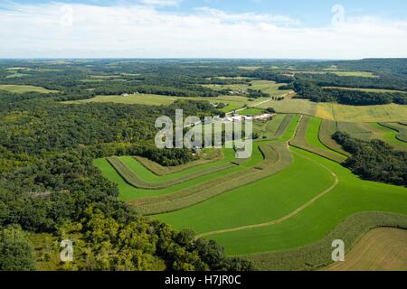 Vue aérienne de l'espace rural Comté Dane, Wisconsin. Banque D'Images