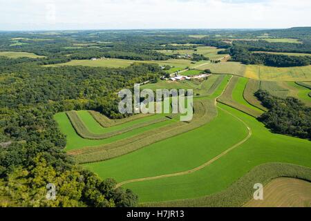 Vue aérienne de l'espace rural Comté Dane, Wisconsin. Banque D'Images