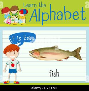 Jeu de lettre F est pour l'illustration de poisson Illustration de Vecteur