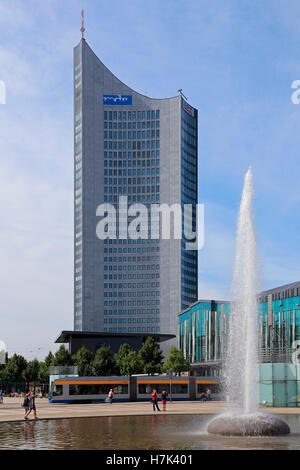 Universität Leipzig MDR Panorama Tower square Auguste Augustusplatz Université Banque D'Images