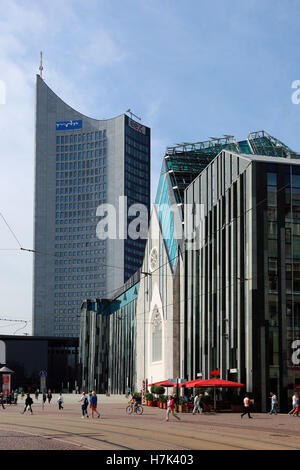 Universität Leipzig MDR Panorama Tower square Auguste Augustusplatz Université Banque D'Images