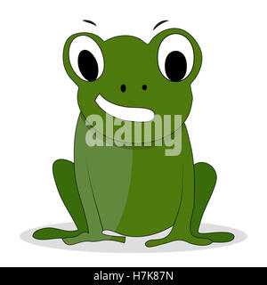 Grenouille verte caractère dessin animé. Cartoon animal, le prince grenouille et personnage. Vector illustration Banque D'Images