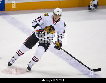 25 novembre, 2009 ; San Jose, CA, USA ; Chicago Blackhawks (aile droite Marian Hossa (81) avant le match contre les Sharks de San Jose chez HP Pavilion. Banque D'Images