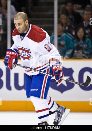 Le 4 mars 2010, San Jose, CA, USA ; Centre Canadien de Montréal Scott Gomez (91) au cours de la première période contre les Sharks de San Jose chez HP Pavilion. San Jose a défait 3-2 Montréal. Banque D'Images