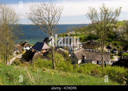 Maisons d'adobe dans l'Vitt village de pêcheurs, l'île de Rügen, Mecklembourg-Poméranie-Occidentale Banque D'Images