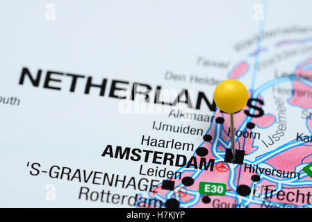 Amsterdam sur une carte de France Banque D'Images