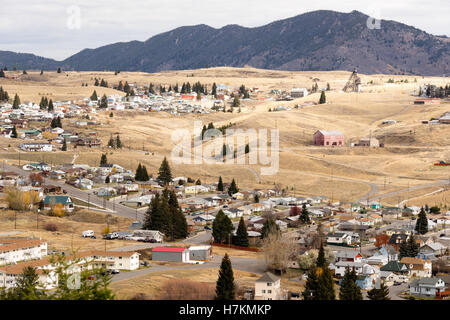 Le centre-ville de Butte Montana avec réglage en hiver Banque D'Images