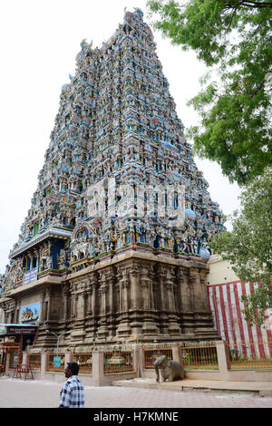 Meenakshi Amman Temple célèbre temple Madurai Gopura vue latérale Banque D'Images