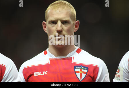 Ricoh Arena, Coventry, Royaume-Uni. 5ème Nov, 2016. L'Angleterre contre l'Ecosse lors de la Ladbrokes 2016 match des Quatre Nations. Liam Farrell de l'Angleterre au cours de la 2016 Ladbrokes Quatre Nations Crédit : Stephen Gaunt/Touchlinepics.com/Alamy Live News Banque D'Images