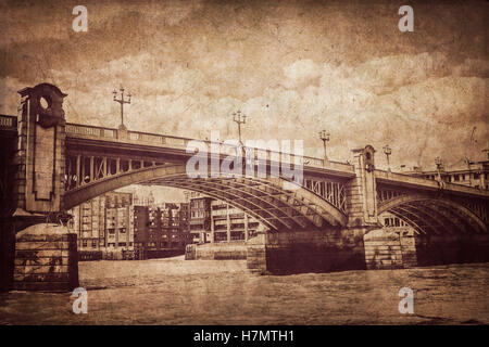 Sepia Toned vieille photo de Blackfrairs bridge à Londres Banque D'Images