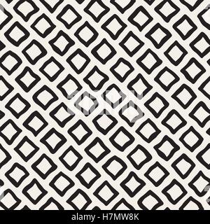 Seamless Vector noir et blanc motif losange dessiné à la main Illustration de Vecteur