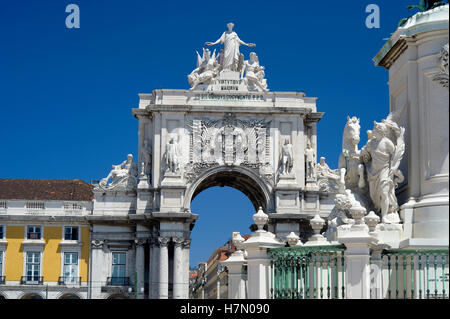 Portugal, Lisbonne, Praca do Comercio, l'Arco do Triunfo Banque D'Images