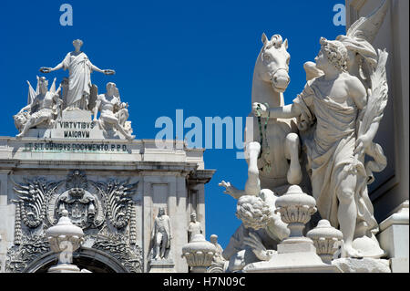 Portugal, Lisbonne, Praca do Comercio, l'Arco do Triunfo Banque D'Images