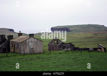 Vieille maison de gauche au littoral Yesnaby Orcades paysage falaise Banque D'Images