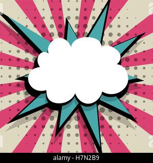 Flèche vide clair comic speech bubble Pop Art Style. Bande dessinée Retro bulle de texte. Cloud Message vintage autocollant. Vector Illustration de Vecteur