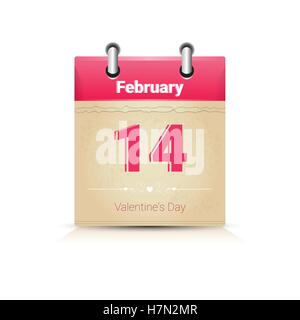 Page de données de calendrier Saint Valentin 14 février Jour Télévision Vector Illustration Illustration de Vecteur