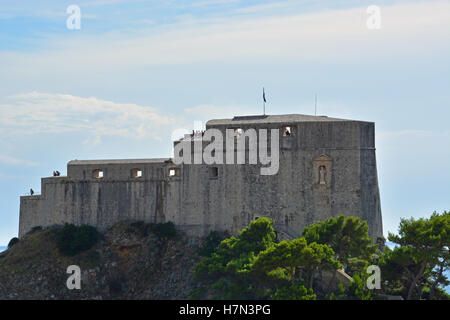 Fort Lawrence se trouve au-dessus de la mer Adriatique près de la vieille ville de Dubrovnik, Croatie. Banque D'Images