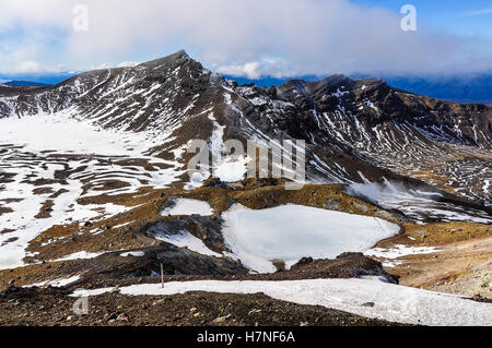 Lacs émeraude gelés en hiver Alpin Tongariro Crossing, New Zealand Banque D'Images