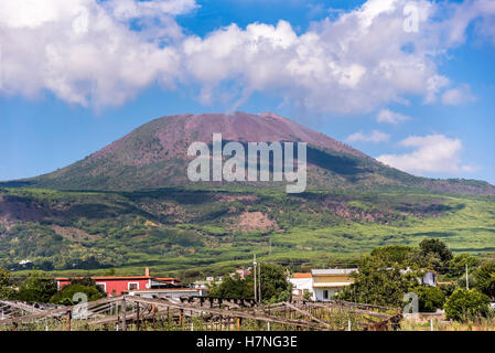 Vue sur le Mont Vésuve, situé sur le golfe de Naples en Campanie, Italie Banque D'Images