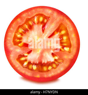 Tranche de tomate isolé sur fond blanc Banque D'Images