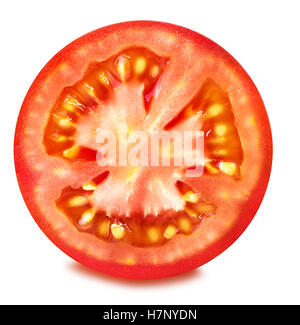 Tranche de tomate isolé sur fond blanc